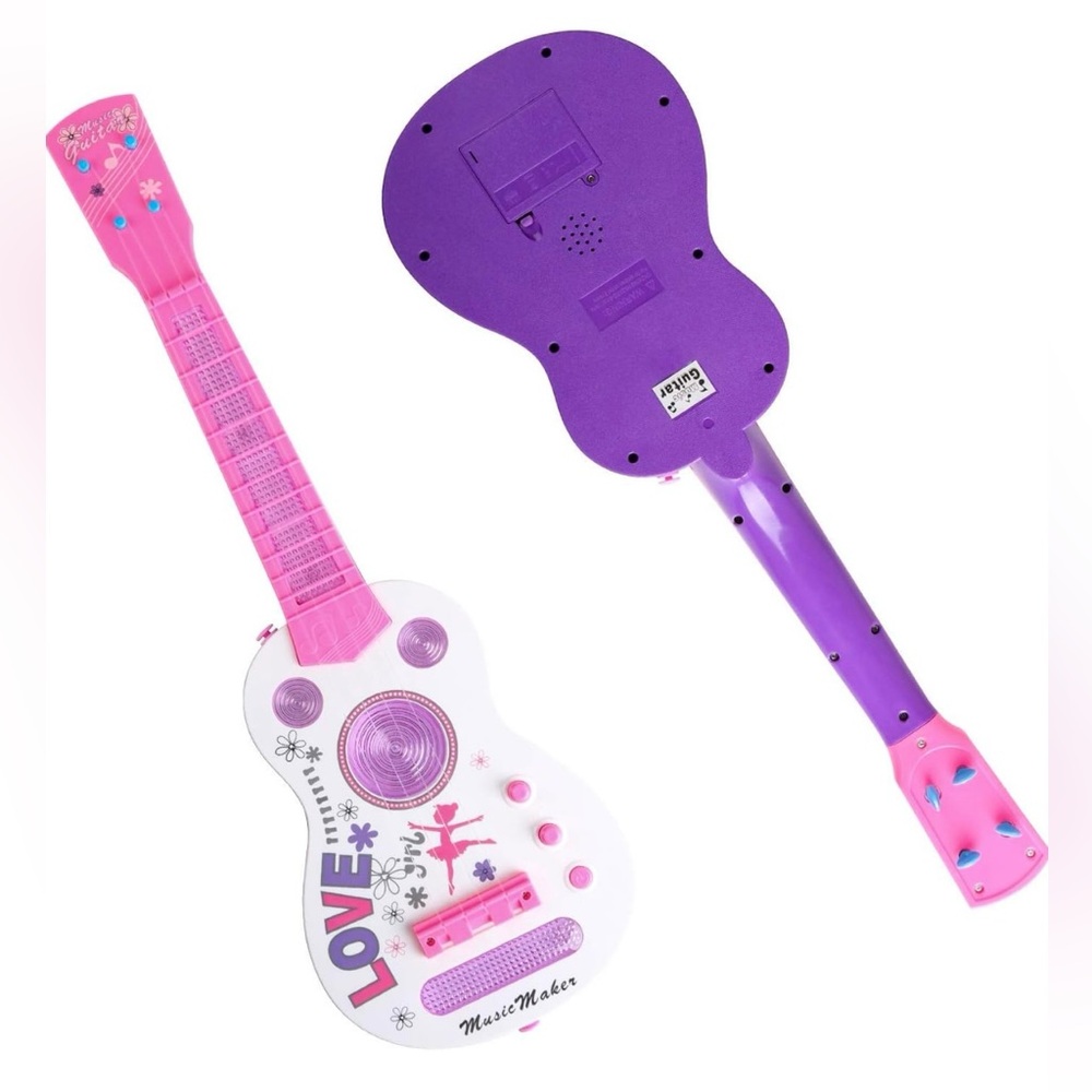 Kids 4 String LED Light Up Guitar - Plays 5 Songs (No shoulder strap) Ages 2-4 - Picture 3 of 5